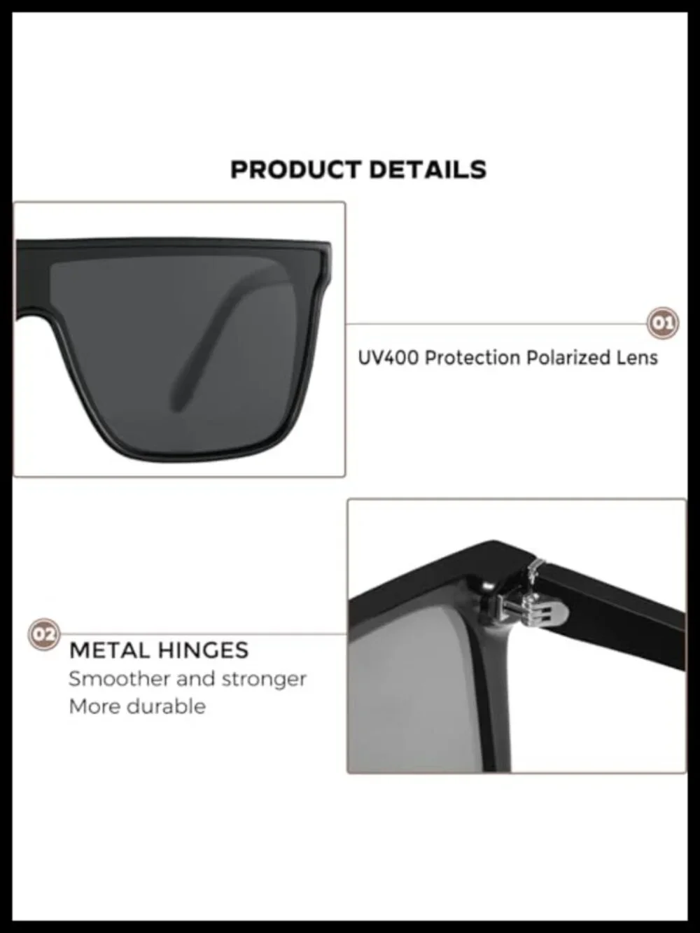 Oversized Square Polarized Sunglasses UV400 Protection Women